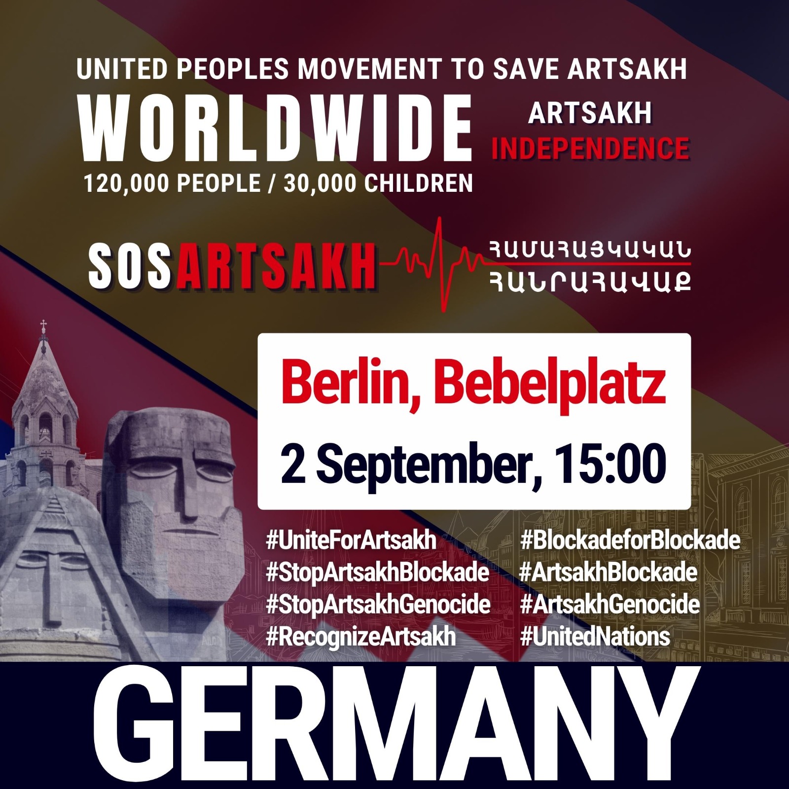 Artsakh in Genozidgefahr: Aufruf zur Demonstration am 2. September in Berlin, Frankfurt und Hamburg